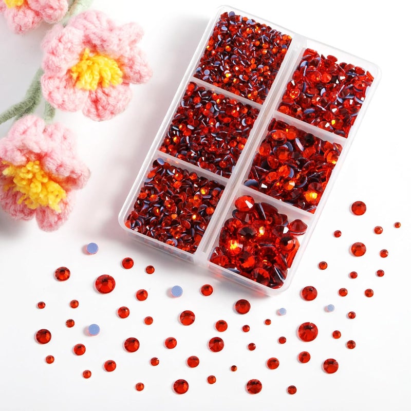BEADSLAND Hotfix Rhinestones, 4000 PCS Orange Rhinestones for Clothes Crafts Mixed 6 Sizes with Wax Pencil and Tweezers Kit, SS6-SS30, Hyacinth - Image 2